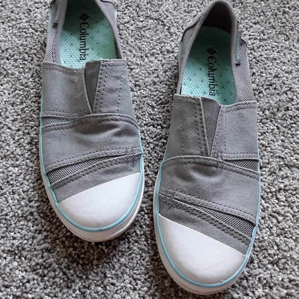 Columbia vent canvas slip on gray shoes women size 6.5